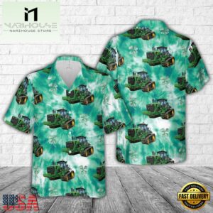 John Deere Tracked Tractor (9630T) Patrick'S Day Tie Dye Hawaiian Shirt