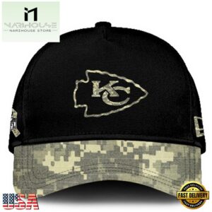 Kansas City Chiefs 2024 Salute to Service Club Black Camo Cap Gift For Veteran