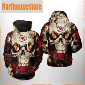 Kansas City Chiefs NFL Skull Team 3D Printed Hoodie Zipper Hoodie