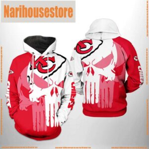 Kansas City Chiefs NFL Team Skull 3D Printed Hoodie Zipper Hoodie