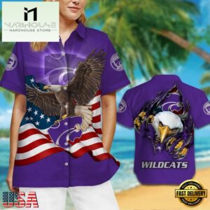 Kansas State Wildcats Eagle US Flag Hawaiian Shirt