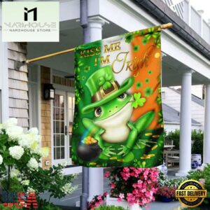 Kiss Me I'm Irish Frog St. Patrick's Day House And Garden Flag Decor