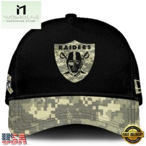 Las Vegas Raiders 2024 Salute to Service Club Black Camo Cap Gift For Veteran