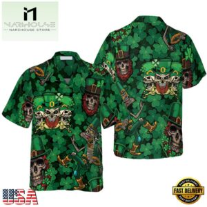 Leprechaun Skull Happy Saint Patrick'S Day Hawaiian Shirt