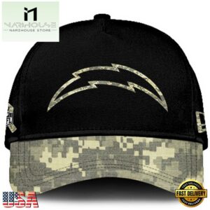 Los Angeles Chargers 2024 Salute to Service Club Black Camo Cap Gift For Veteran
