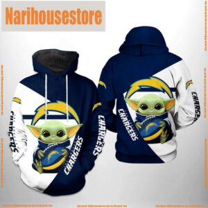 Los Angeles Chargers NFL Baby Yoda Team 3D Printed Hoodie