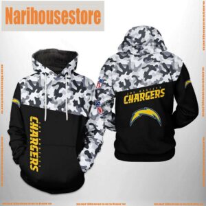 Los Angeles Chargers NFL Camo Veteran Team 3D Printed Hoodie