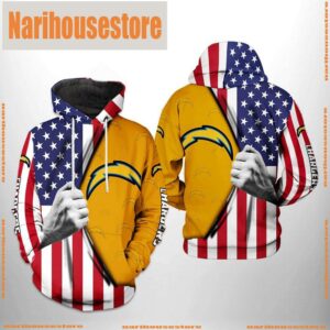 Los Angeles Chargers NFL US Flag Team 3D Printed Hoodie Zipper Hoodie