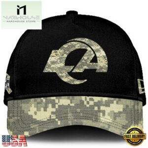 Los Angeles Rams 2024 Salute to Service Club Black Camo Cap Gift For Veteran