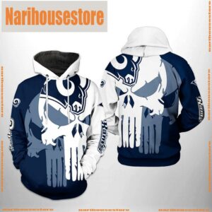 Los Angeles Rams NFL Team Skull 3D Printed Hoodie Zipper Hoodie