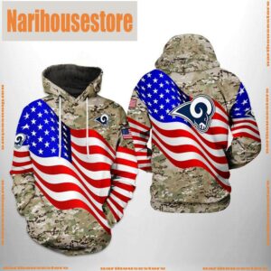 Los Angeles Rams NFL US Flag Camo Veteran Team 3D Printed Hoodie