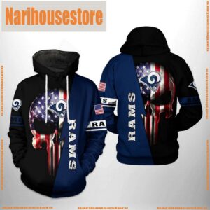 Los Angeles Rams NFL US Flag Skull Team 3D Printed Hoodie