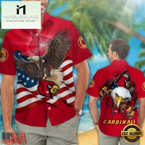 Louisville Cardinals Eagle US Flag Hawaiian Shirt