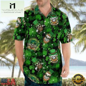 Many Patrick Skulls Green Clover Pattern Hawaii Shirt