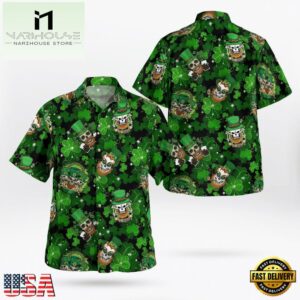 Many Patrick Skulls Green Clover Pattern Hawaii Shirt