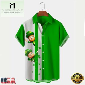 Mens Holiday St. Patrick Leprechaun Day Hawaiian Shirt