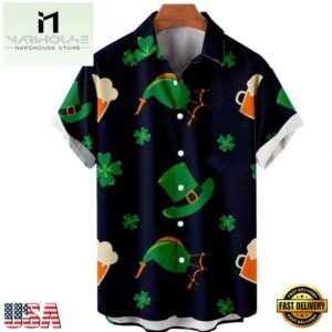 Mens St. Patrick'S Day 3D Hawaiian Shirt, Shamrock Shirt
