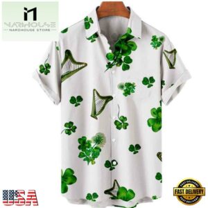 Mens St. Patrick'S Day 3D Hawaiian Shirt, Shamrock Shirt