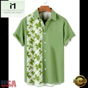 Mens St. Patrick'S Day Fun Flag Panel Print Short Sleeve Hawaiian Shirt