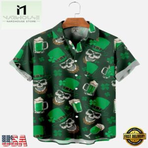 Mens St. Patrick'S Day Fun Flag Panel Print Short Sleeve Hawaiian Shirt