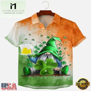 Mens St. Patrick'S Day Printed Shirt, Gnome Hawaiian Shirt