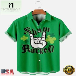 Mens St. Patrick'S Day Sham Rocked Printed Hawaiian Shirt