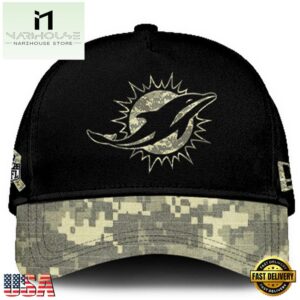 Miami Dolphins 2024 Salute to Service Club Black Camo Cap Gift For Veteran