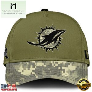 Miami Dolphins 2024 Salute to Service Club Green Camo Cap Gift For Veteran