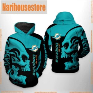 Miami Dolphins NFL Skull 3D Printed HoodieZipper Hoodie