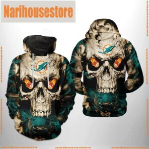 Miami Dolphins NFL Skull Team 3D Printed Hoodie