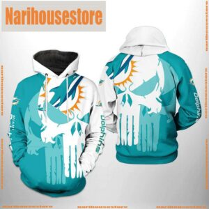 Miami Dolphins NFL Team Skull 3D Printed Hoodie