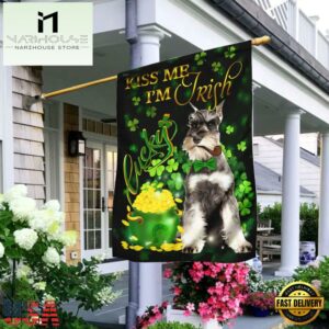 Miniature Schnauzer Kiss Me I'm IrishHouse And Garden Flag Decor