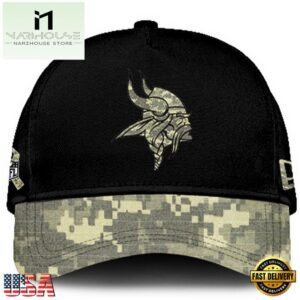 Minnesota Vikings 2024 Salute to Service Club Black Camo Cap Gift For Veteran