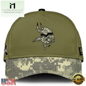 Minnesota Vikings 2024 Salute to Service Club Green Camo Cap Gift For Veteran
