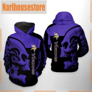 Minnesota Vikings NFL Skull 3D Printed Hoodie Zipper Hoodie