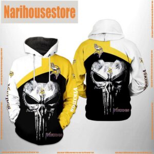 Minnesota Vikings NFL Skull Punisher Team 3D Printed Hoodie
