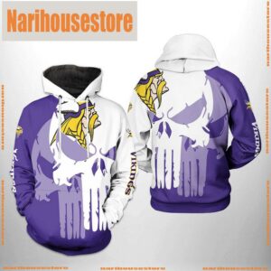Minnesota Vikings NFL Team Skull 3D Printed Hoodie Zipper Hoodie