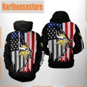 Minnesota Vikings NFL US Flag Team 3D Printed Hoodie Zipper Hoodie