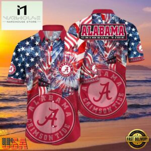NCAA Alabama Crimson Tide American New Design Hawaiian Shirt , Gift For NCAA Fans 6 NCAA Alabama Crimson Tide American New Design Hawaiian Shirt