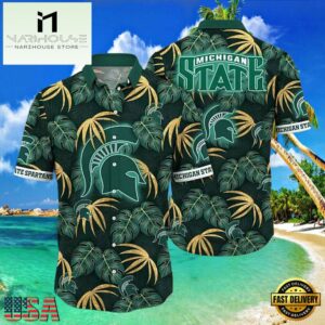 NCAA Michigan State Spartans Lush Greenery New Design Hawaiian Shirt , Gift For NCAA Fans 7 NCAA Michigan State Spartans Lush Greenery New Design Hawaiian Shirt