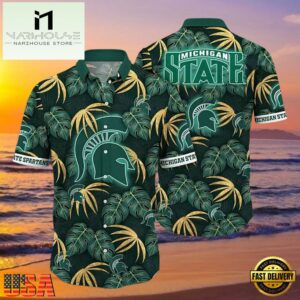 NCAA Michigan State Spartans Lush Greenery New Design Hawaiian Shirt , Gift For NCAA Fans 6 NCAA Michigan State Spartans Lush Greenery New Design Hawaiian Shirt