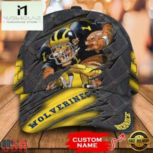 NCAA Michigan Wolverines 3D Mascot Custom Baseball Cap