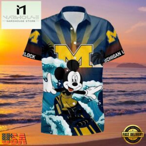 NCAA Michigan Wolverines Mickey New Design Hawaiian Shirt , Gift For NCAA Fans 6 NCAA Michigan Wolverines Mickey New Design Hawaiian Shirt
