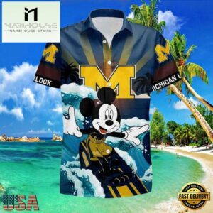 NCAA Michigan Wolverines Mickey New Design Hawaiian Shirt , Gift For NCAA Fans 7 NCAA Michigan Wolverines Mickey New Design Hawaiian Shirt