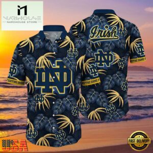 NCAA Notre Dame Fighting Irish Tropical New Design Hawaiian Shirt , Gift For NCAA Fans 6 NCAA Notre Dame Fighting Irish Tropical New Design Hawaiian Shirt