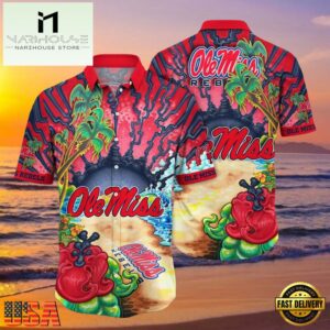 NCAA Ole Miss Rebels New Design Hawaiian Shirt , Gift For NCAA Fans 6 NCAA Ole Miss Rebels New Design Hawaiian Shirt