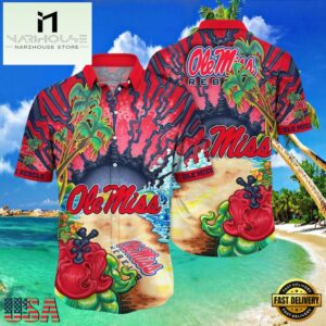 NCAA Ole Miss Rebels New Design Hawaiian Shirt , Gift For NCAA Fans 7 NCAA Ole Miss Rebels New Design Hawaiian Shirt