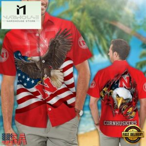 Nebraska Cornhuskers Eagle US Flag Hawaiian Shirt
