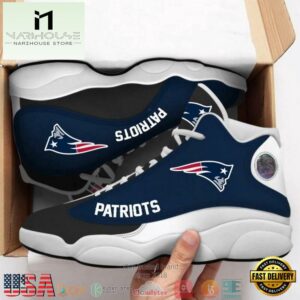New England Patriots NFL Big Logo Football Team 5 Air Jordan 13 Sneaker Shoes - Gift For Fans