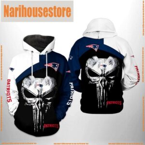 New England Patriots NFL Skull Punisher Team 3D Printed Hoodie
